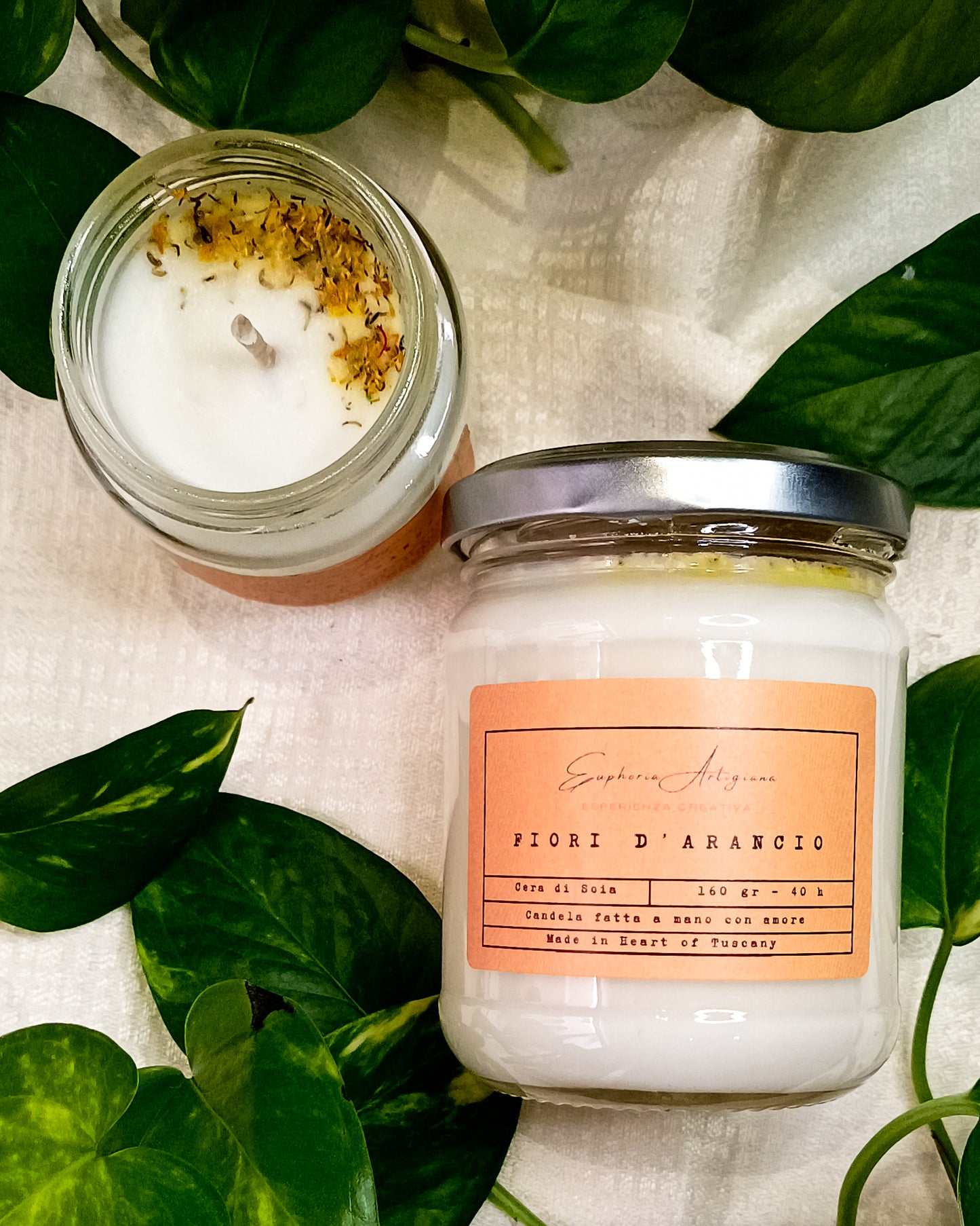 FIORI D'ARANCIO - Candela Artigianale Profumata in Cera di Soia