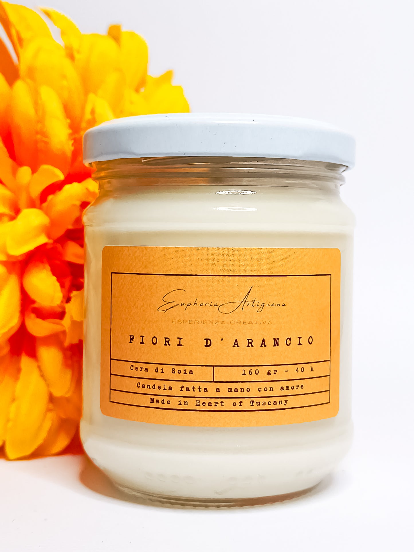 FIORI D'ARANCIO - Candela Artigianale Profumata in Cera di Soia