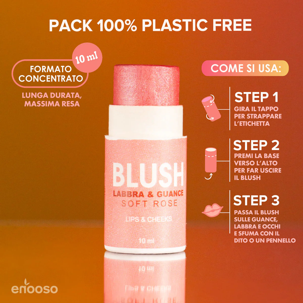 Enooso | Blush Labbra e Guance - Soft Rose