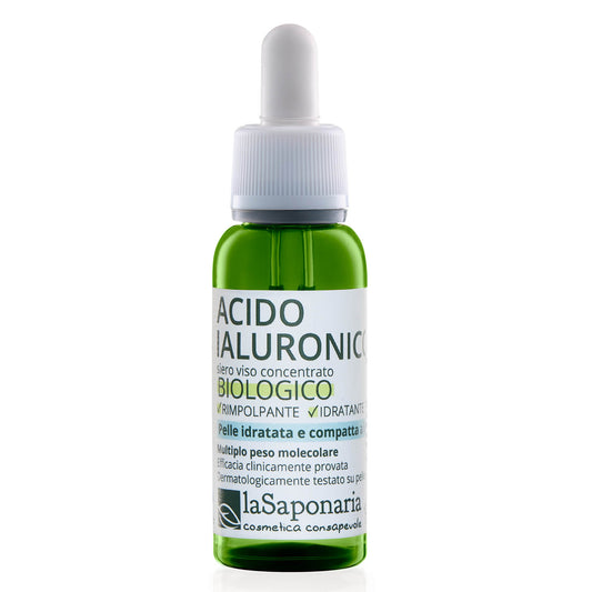 Acido Ialuronico - multiplo peso molecolare - Siero viso concentrato biologico rimpolpante e idratante Attivo puro