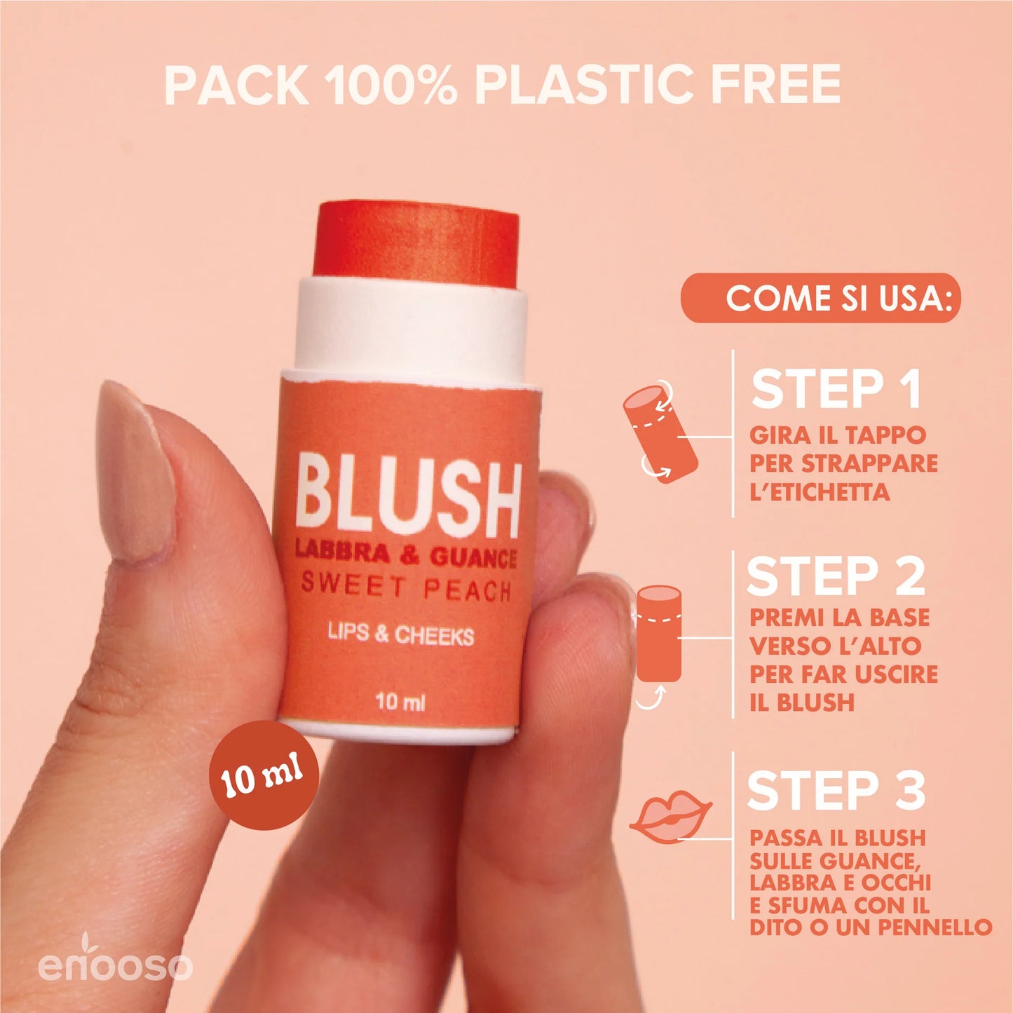 Enooso | Blush Labbra e Guance - Sweet Peach