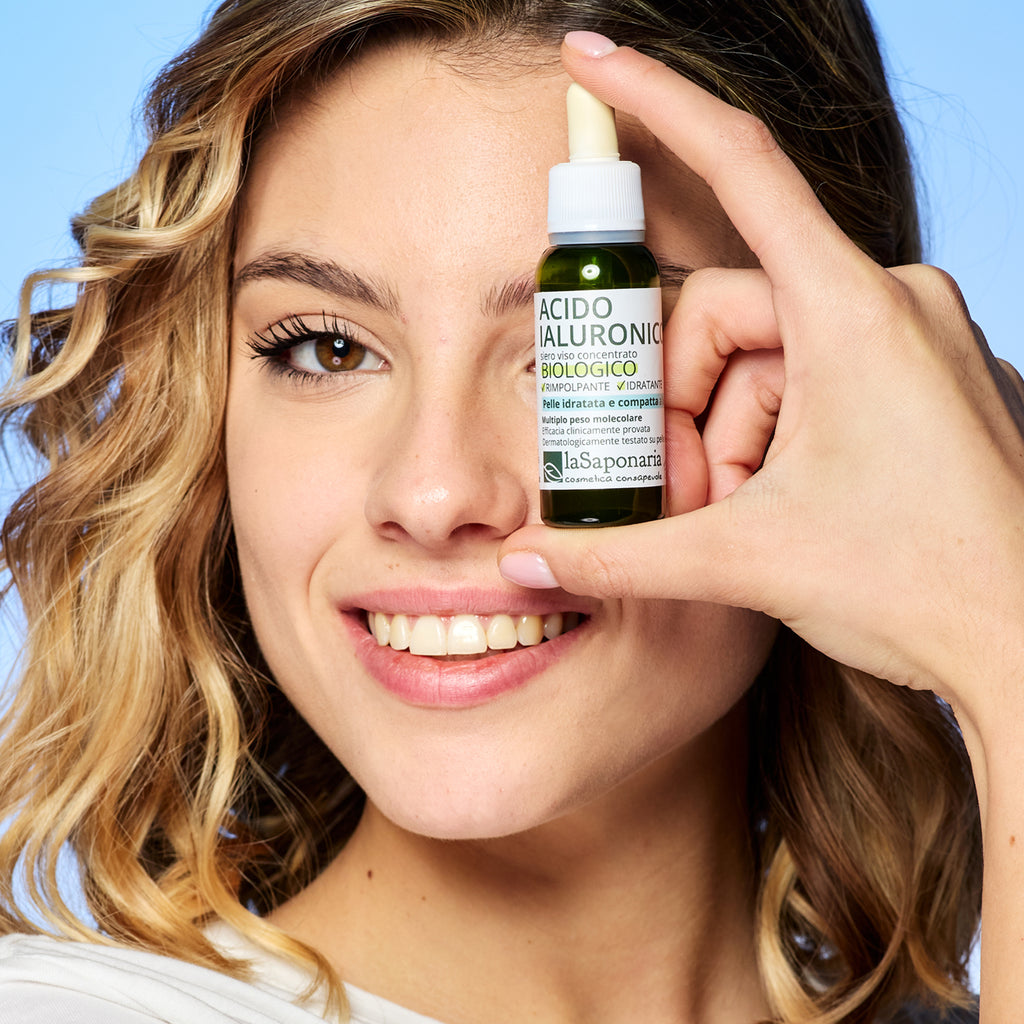 Acido Ialuronico - multiplo peso molecolare - Siero viso concentrato biologico rimpolpante e idratante Attivo puro