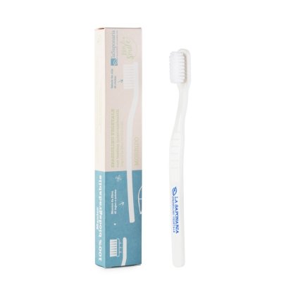 Brosse à dents en fibres végétales à poils souples