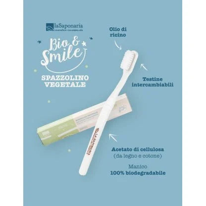 Brosse à dents en fibres végétales à poils souples
