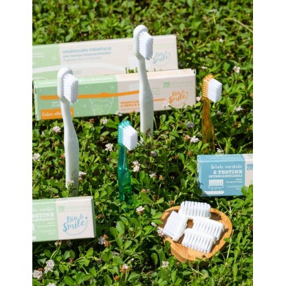 Brosse à dents en fibres végétales à poils souples