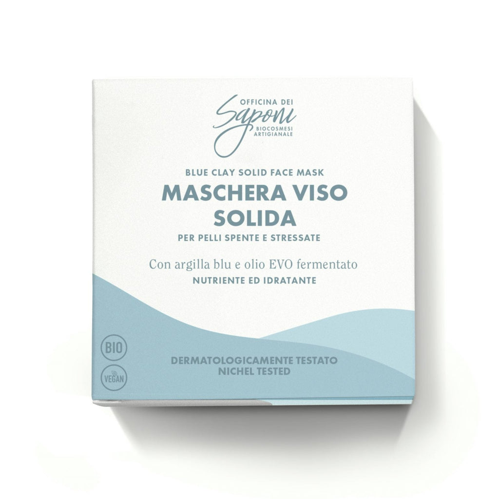 Maschera Viso Solida Nutriente & Idratante – Argilla Blu & Olio EVO Fermentato | 30g